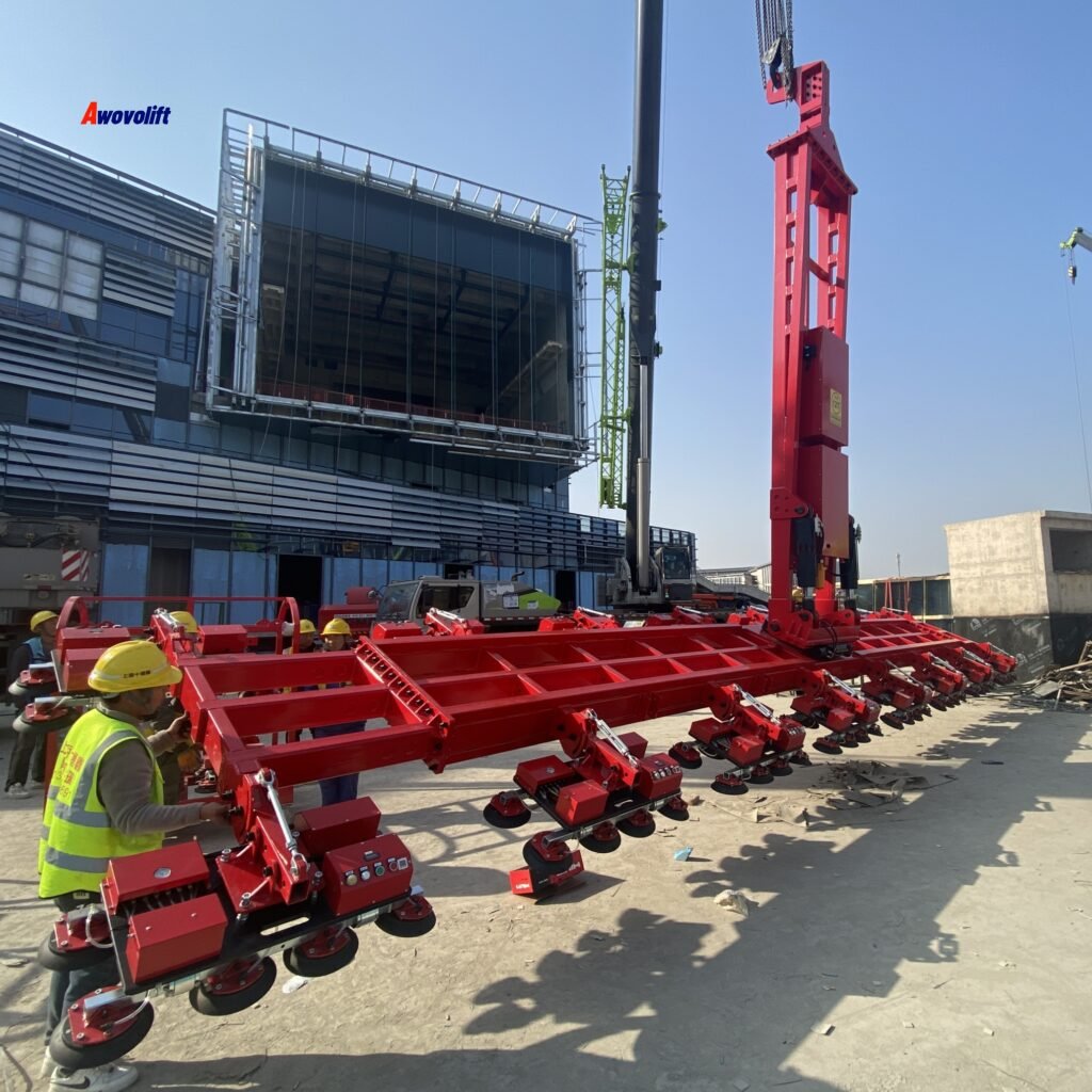 Awovolift Hydraulic Vacuum Huge Glass Lifting Device 18M 5tons Glazing Vacuum Lifter Remote Control Flip Rotate Industrial Equipment