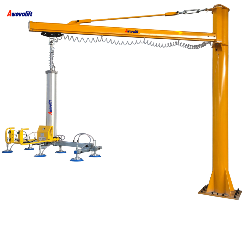 Awovolift Laser Feeding CNC Metal Sheet Vacuum Lifter Suction Crane Plated for Sheet Metal Aluminium panel Pneumatic Elevator