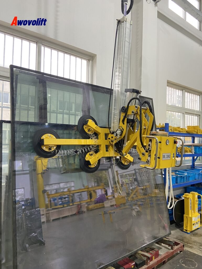 Awovolift Electric Pneumatic Glass Vacuum Suction Cup Lifter Flip Rotate Transport Glass Removal Suction Cups Line CE 350KG