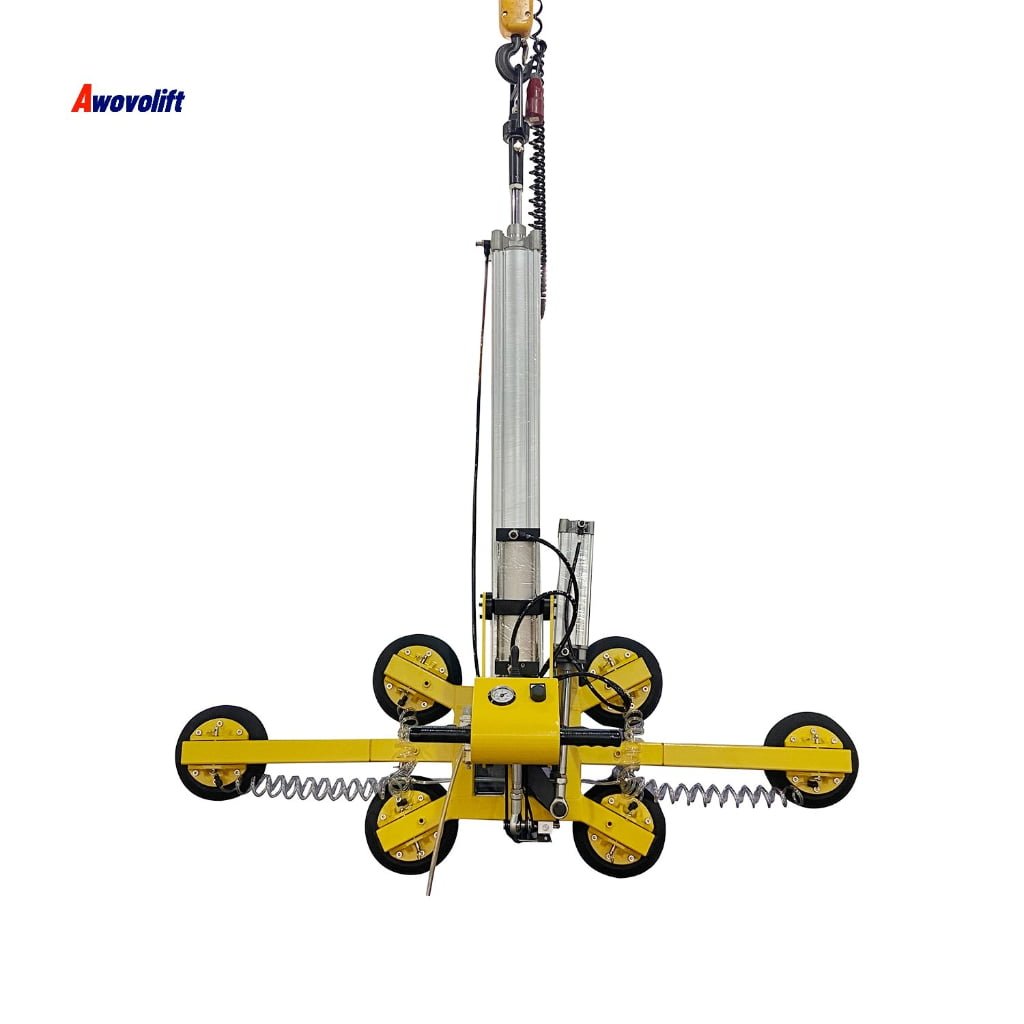Awovolift Electric Pneumatic Glass Vacuum Suction Cup Lifter Flip Rotate Transport Glass Removal Suction Cups Line CE 350KG